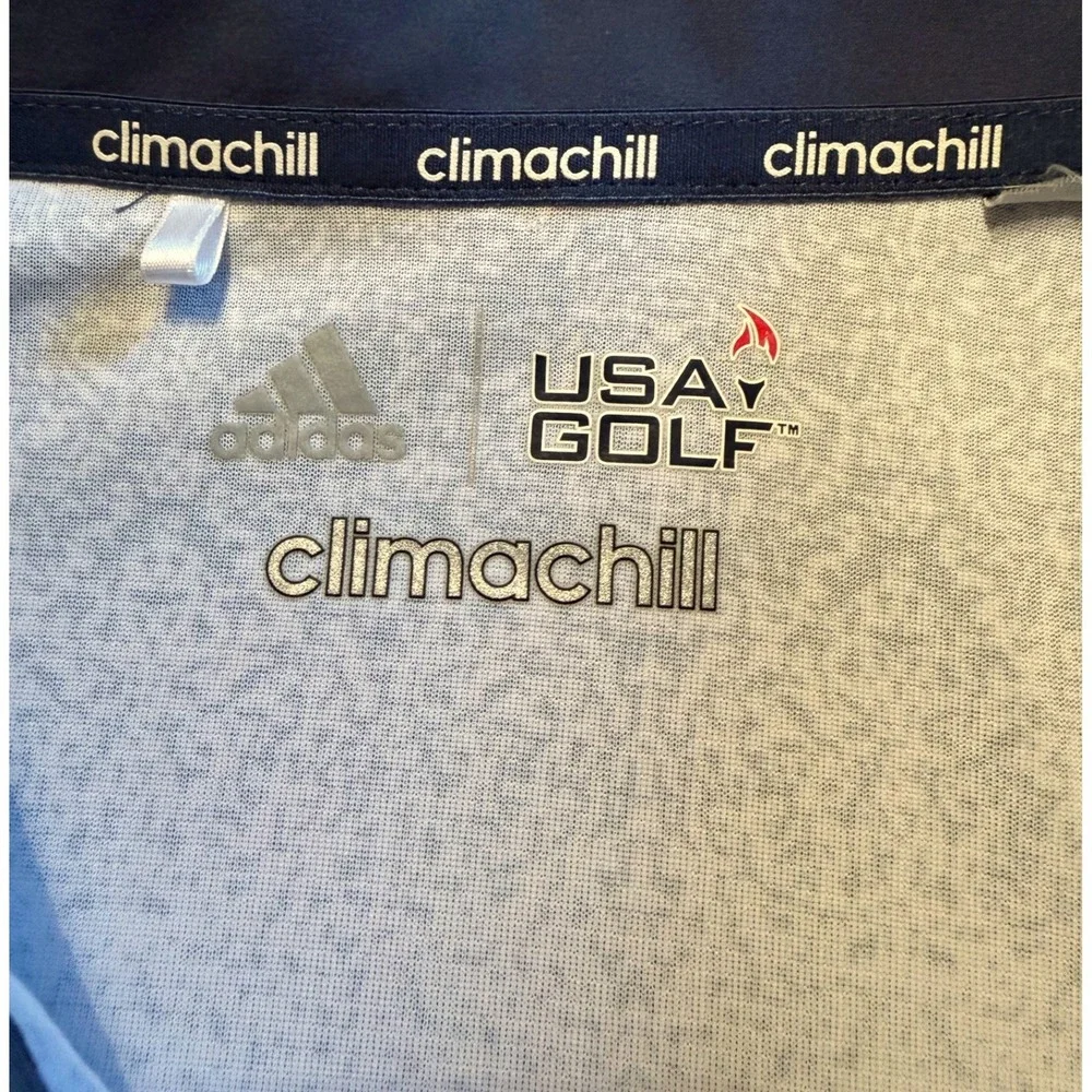 Adidas USA Golf Climachill Polo Shirt Mens XL White Navy Speckle Gradient